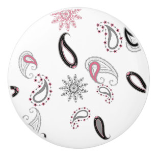 Retro Rosa Paisley keramiskt knopp