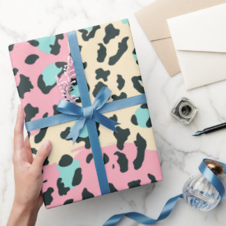 Retro Rosa Pastel Leopard Spots Presentpapper