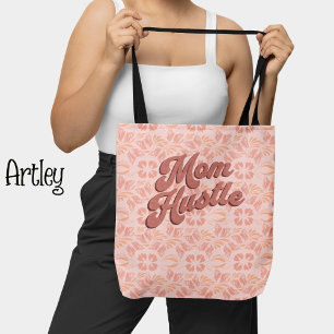 Retro Rosa Peach blommönster Mamma Hustle Tygkasse