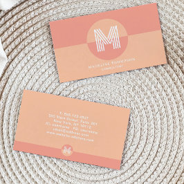 Retro Rosa Peach Geometric Modern Monogram Visitkort