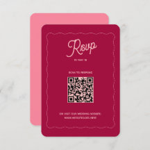Retro Rosa Peach Wave Ram QR Code Bröllop Online