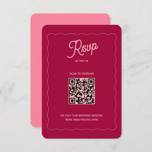 Retro Rosa Peach Wave Ram QR Code Bröllop Online OSA Kort