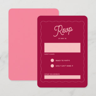 Retro Rosa Peachy Fuchsia Wave Ram Bröllop OSA Kort