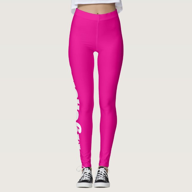 Retro Rosa Personlig Yoga & Pilates Leggings (Framsida)