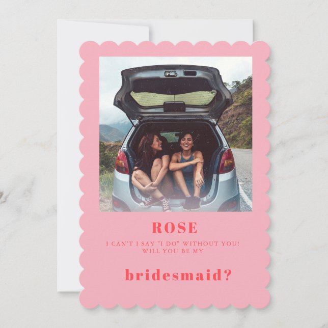 Retro Rosa Photo Bridesmaid Frieri kort (Framsida)