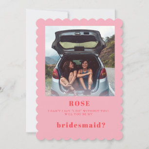 Retro Rosa Photo Bridesmaid Frieri kort