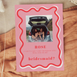Retro Rosa Photo Bridesmaid Frieri kort