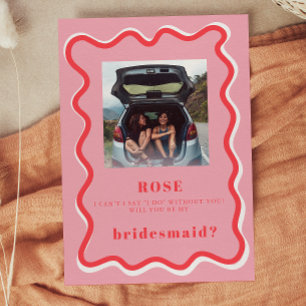 Retro Rosa Photo Bridesmaid Frieri kort