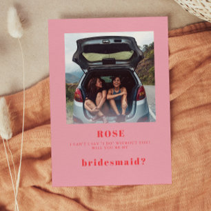 Retro Rosa Photo Bridesmaid Frieri kort