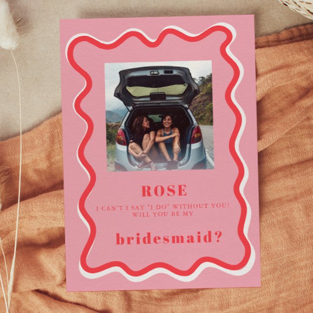 Retro Rosa Photo Bridesmaid Frieri kort (Skapare uppladdad)
