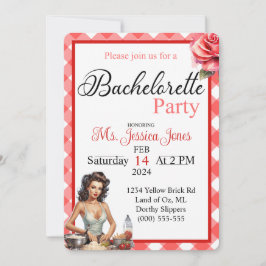 Retro Rosa Pinup Bachelorette-partiets inbjudan