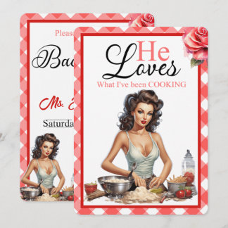Retro Rosa Pinup Bachelorette Party-inbjudningar Inbjudningar