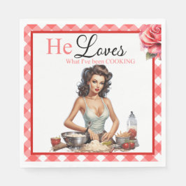 Retro Rosa Pinup Bachelorette Party Napkins Pappersservett