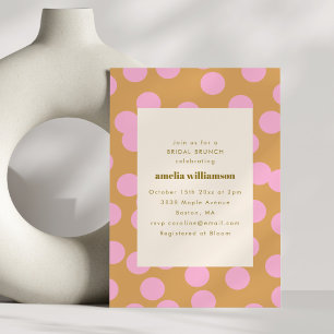 Retro Rosa Polka Dot Möhippa Brunch Shower Modern Inbjudningar