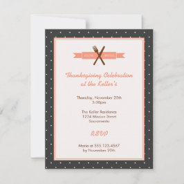 Retro rosa polka dots värdinna ram middag party inbjudningar