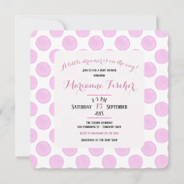 Retro rosa prickiga prickar flicka baby shower inb