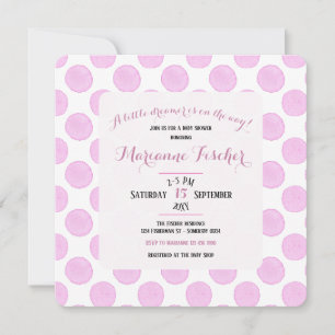 Retro rosa prickiga prickar flicka baby shower inb