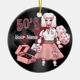 Retro Rosa Pudel Ornament