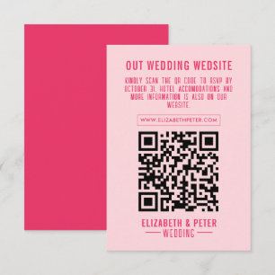 Retro Rosa Qr Code Bröllop webbplats OSA Kort