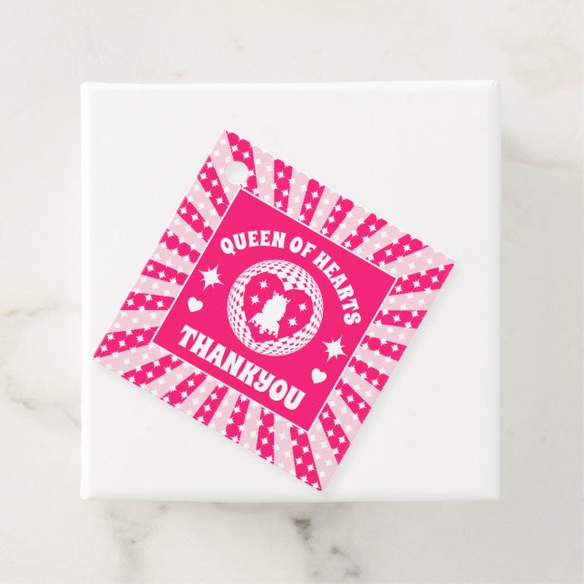Retro Rosa Queen of Hearts Birthday Gåvor Etiketter (På plats)