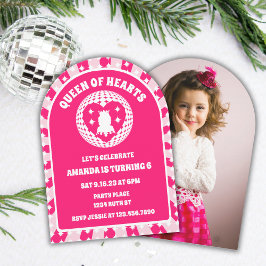 Retro Rosa Queen of Hearts Birthday Photo Arch Inbjudningar