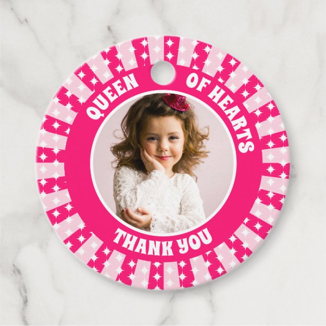 Retro Rosa Queen of Hearts Birthday Photo Gåvor Etiketter (Framsida)