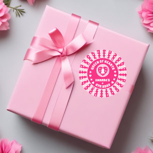 Retro Rosa Queen of Hearts Birthday Runt Klistermärke