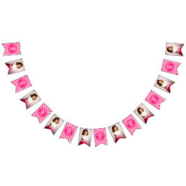 Retro Rosa Queen of Hearts Födelsedagsfest Photo Vimplar