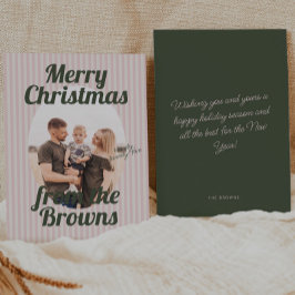 Retro Rosa Rand Boho Oval Photo jul Julkort