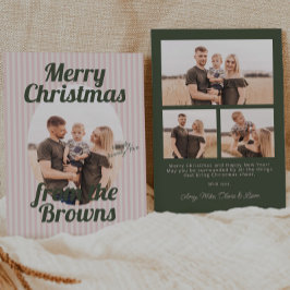 Retro Rosa Rand Boho Oval Photo jul Julkort