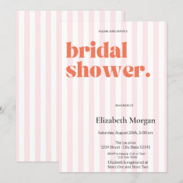 Retro Rosa Rand Enkel Möhippa Inbjudningar