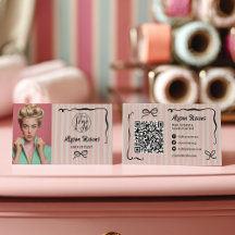 Retro rosa randig sällsynt hårfoto qr-kod logotyp