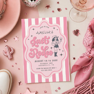 Retro Rosa Randig Sista Rodeo Sängkammaren Möhippa Inbjudningar