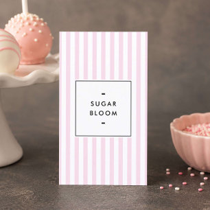 Retro Rosa Randiga Cake Pops Visitkort