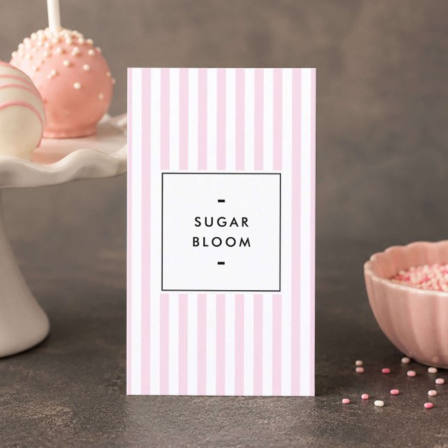 Retro Rosa Randiga Cake Pops Visitkort (Skapare uppladdad)