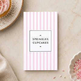 Retro Rosa Randiga Cupcake-bageri Visitkort