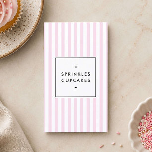 Retro Rosa Randiga Cupcake-bageri Visitkort