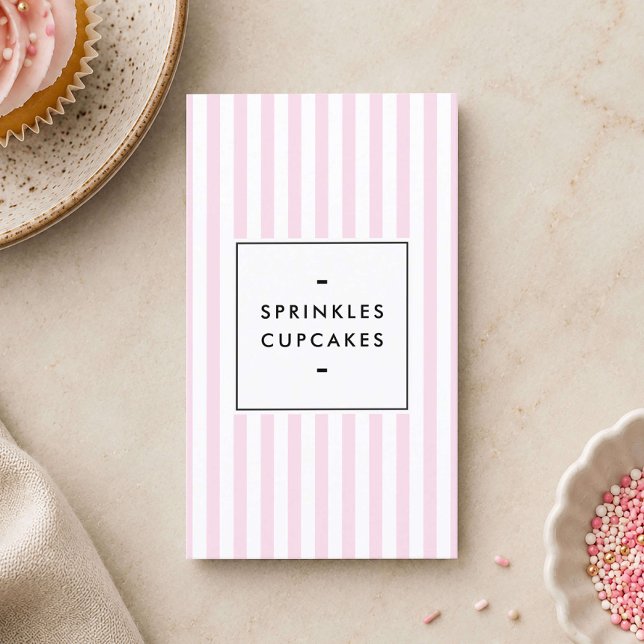 Retro Rosa Randiga Cupcake-bageri Visitkort (Skapare uppladdad)