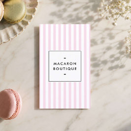 Retro Rosa Randiga Macaron Bageri Visitkort
