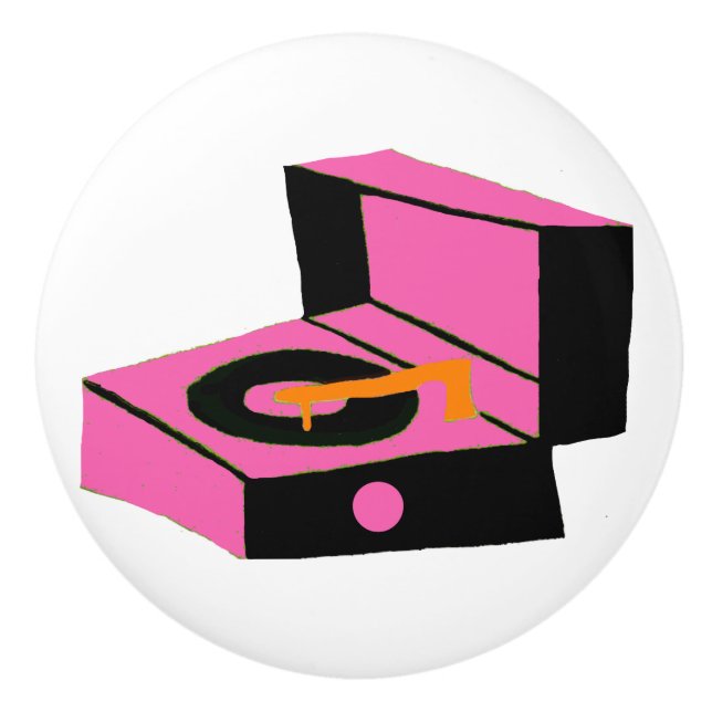 Retro Rosa Record Player Ceramic pull Knopp (Framsidan)