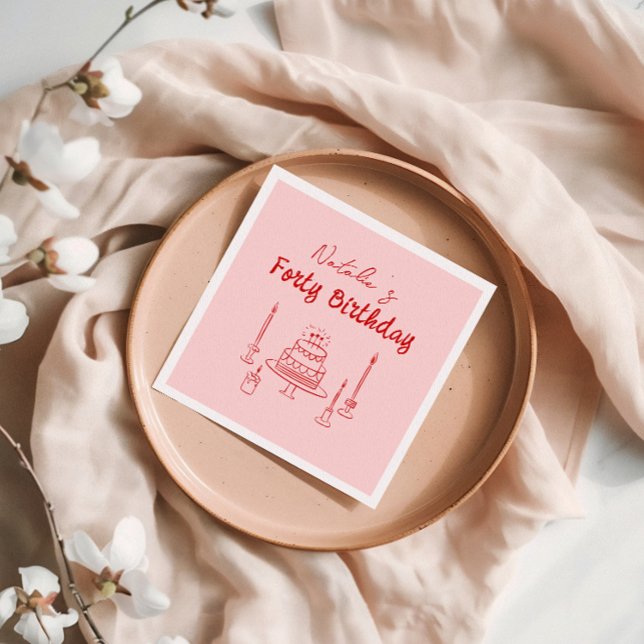 Retro Rosa Red 40:e Hand plockade-kummeln 40:e föd Pappersservett (Skapare uppladdad)