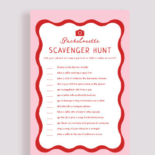 Retro Rosa Red Bachelorette Scavenger Hunt Game