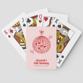 Retro Rosa & Red Disco Boll Birthday Personlig Casinokort