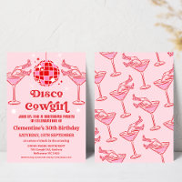Retro Rosa Red Disco Cowgirl 30års födelsedag