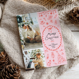 Retro Rosa Red Hand plockade God jul 2 Photo Julkort