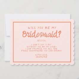 Retro Rosa &Red Handwrite Bridesmaid Frieri I Inbjudningar