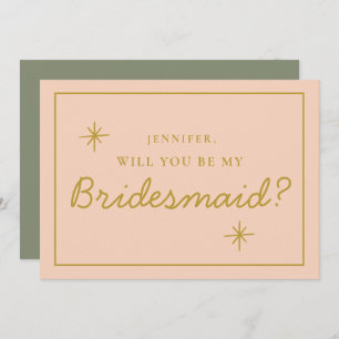 Retro Rosa &Red Handwrite Bridesmaid Frieri Inbjudningar