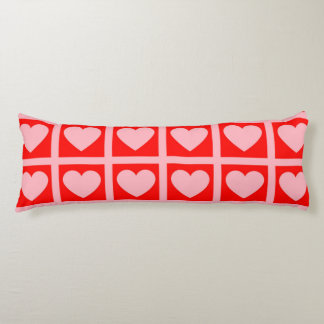 Retro Rosa Red Heart Check Y2K Mönster Kroppskudde