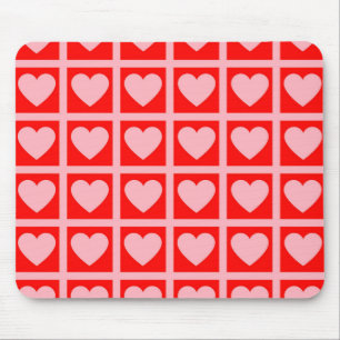 Retro Rosa Red Heart Check Y2K Mönster Musmatta