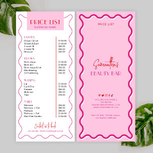 Retro Rosa & Red Makeup Artist Beauty Pris List Reklamkort